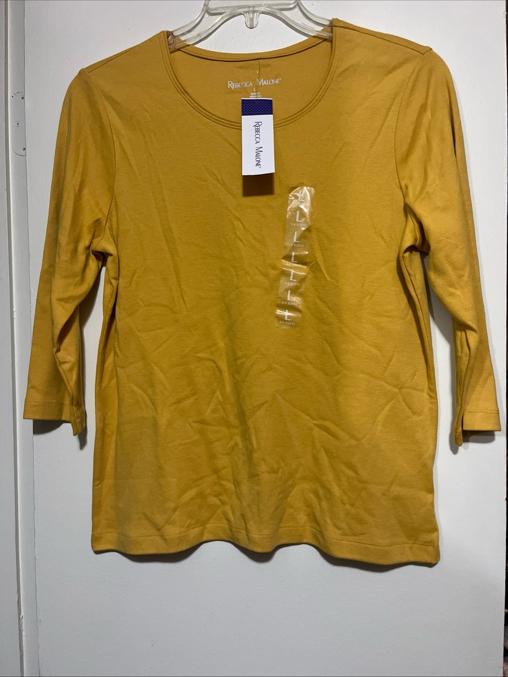 Rebecca Malone Mustard Scoop Neck Long Sleeve Top